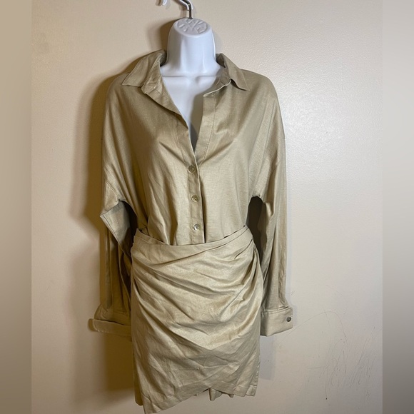 L'Academie Revolve Women The Mae Mini Dress in Oatmeal small NWT - Picture 6 of 9